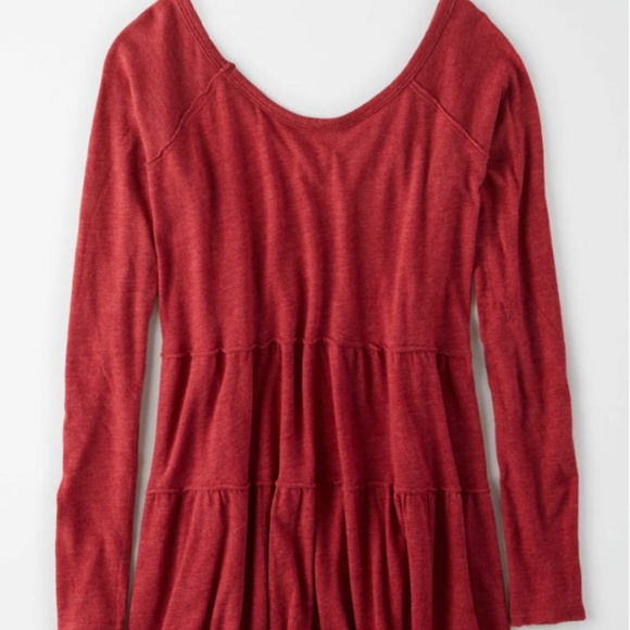 AE Tiered V-Neck Tunic Top (M) - Picture 3 of 3